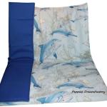 Outdoor Decke mit feuchtigkeitsabweisender Rueckseite
in Blau mit Delfinmotiv