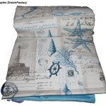 Stranddecke Maritim Blau mit grauen Leuchttuermen
