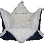 Kuschelweicher Samtflausch in Blau und Webpelz 
in Creme